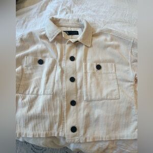 Cream Zara Corduroy shirt jacket